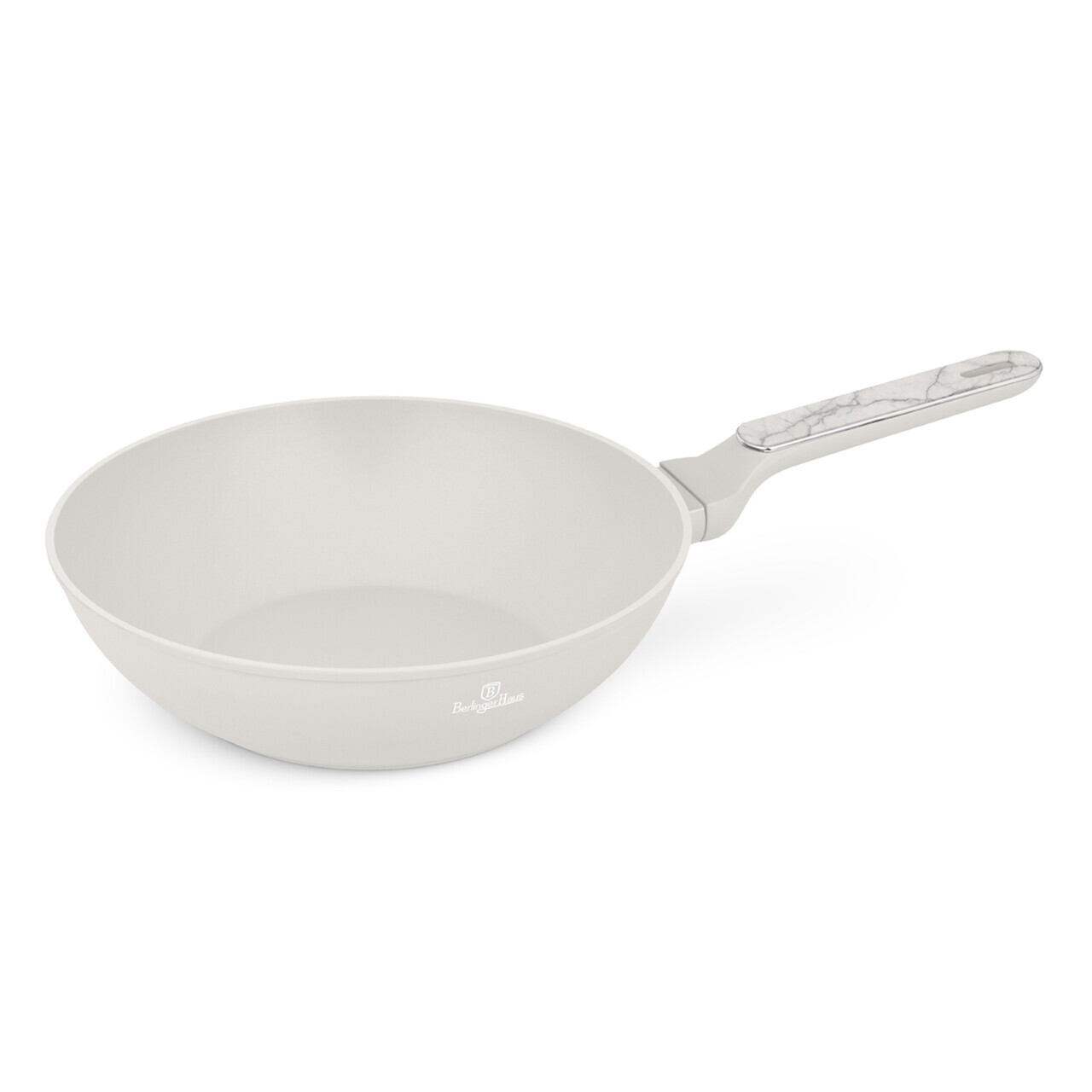 Tigaie Wok Berlinger Haus, Sahara Marble, 28 cm, 3.5 L, aluminiu forjat, crem mat/marmura - imagine 5