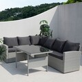 Set coltar 3 piese, Kiara, pentru exterior, 239 x 170 x 73 cm, gri