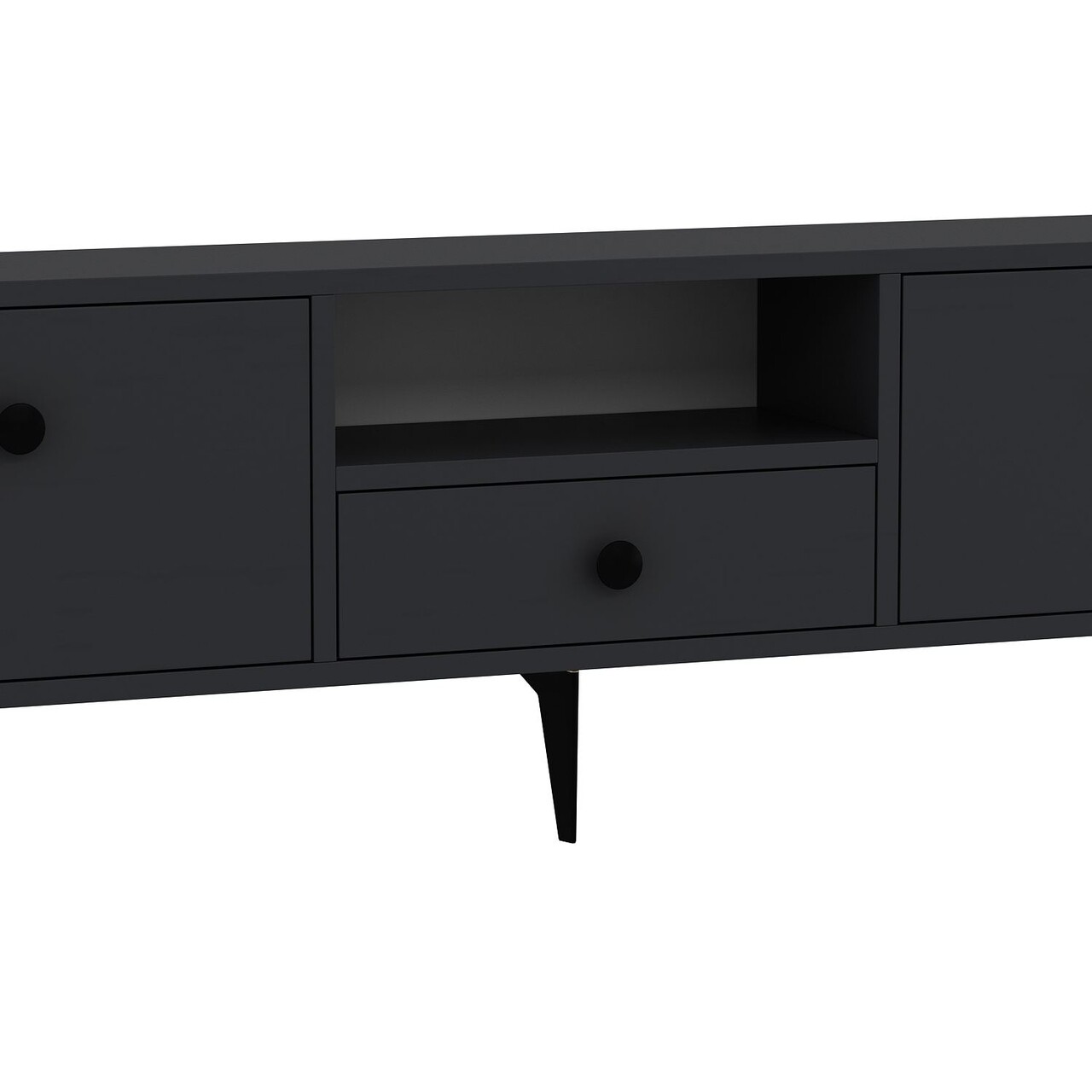 Comoda TV, Hanah Home, 1300-DROP-1, 140x49x30 cm, PAL , Antracit / Negru - view 6