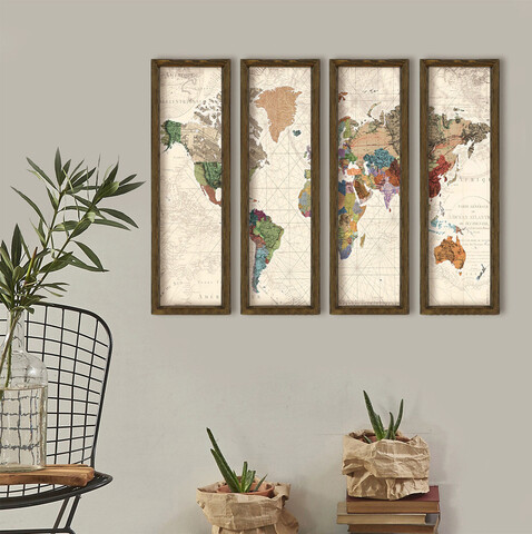 Set 4 tablouri decorative, mzm385, mdf, imprimat uv, multicolor