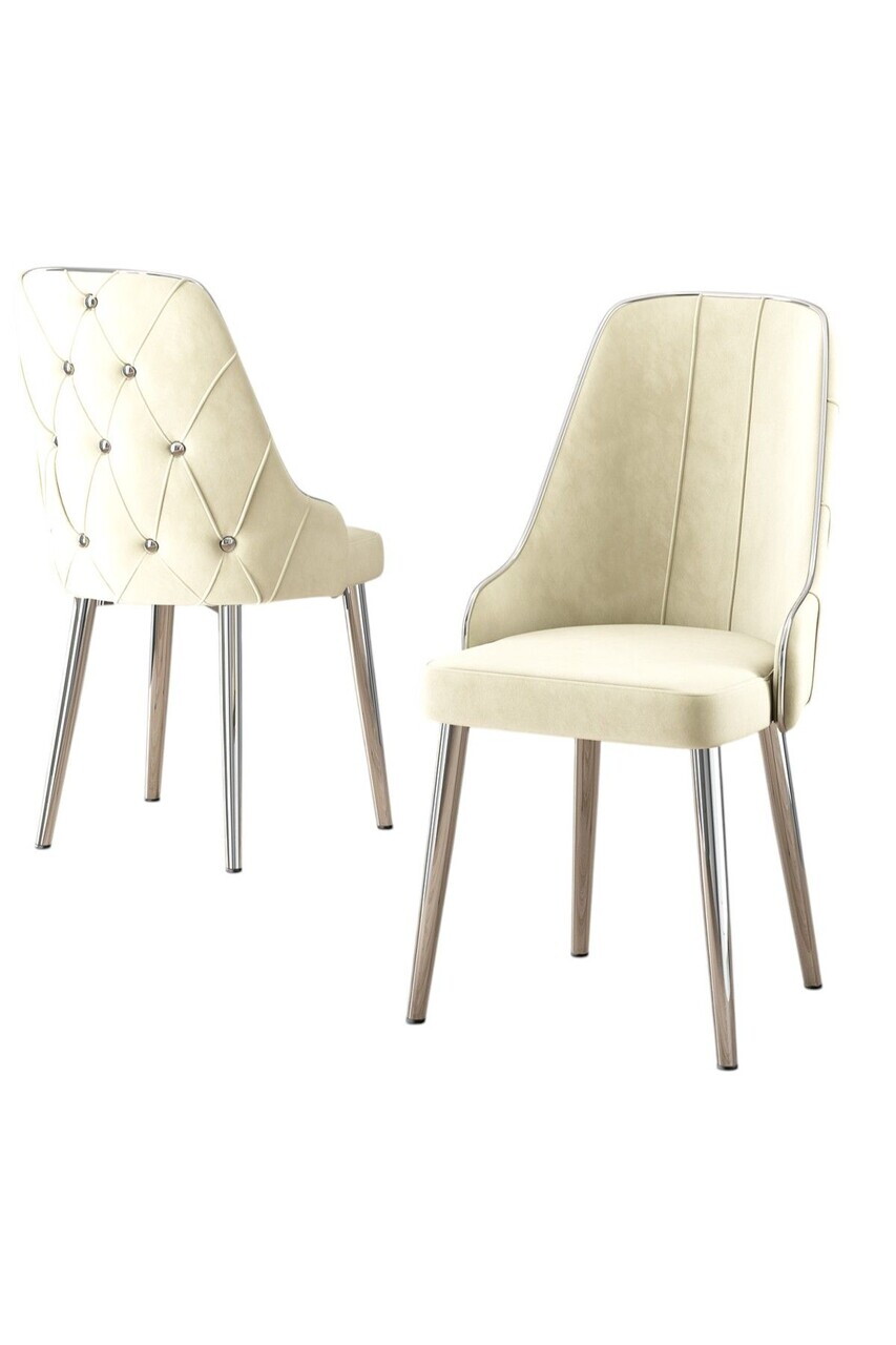 Set scaune 2 piese, Hanah Home, Krax, Crem / Crom — imaginea 2