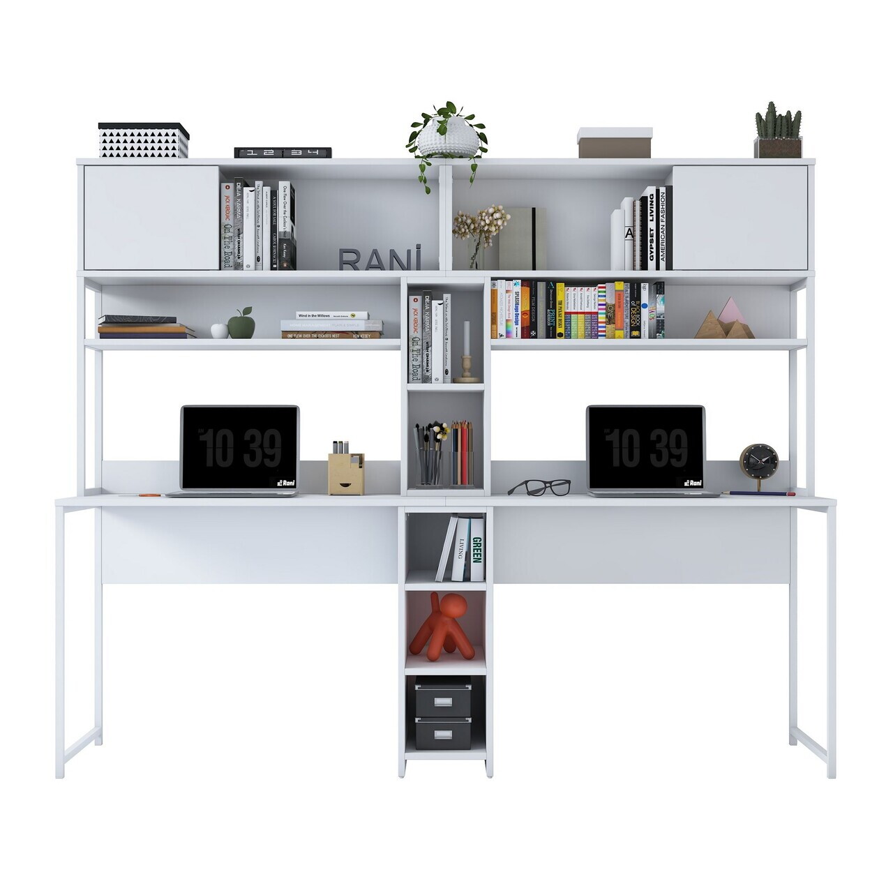 Birou, Hanah Home, HA129, 210x170.5x50 cm, PAL melaminat, Alb - view 6