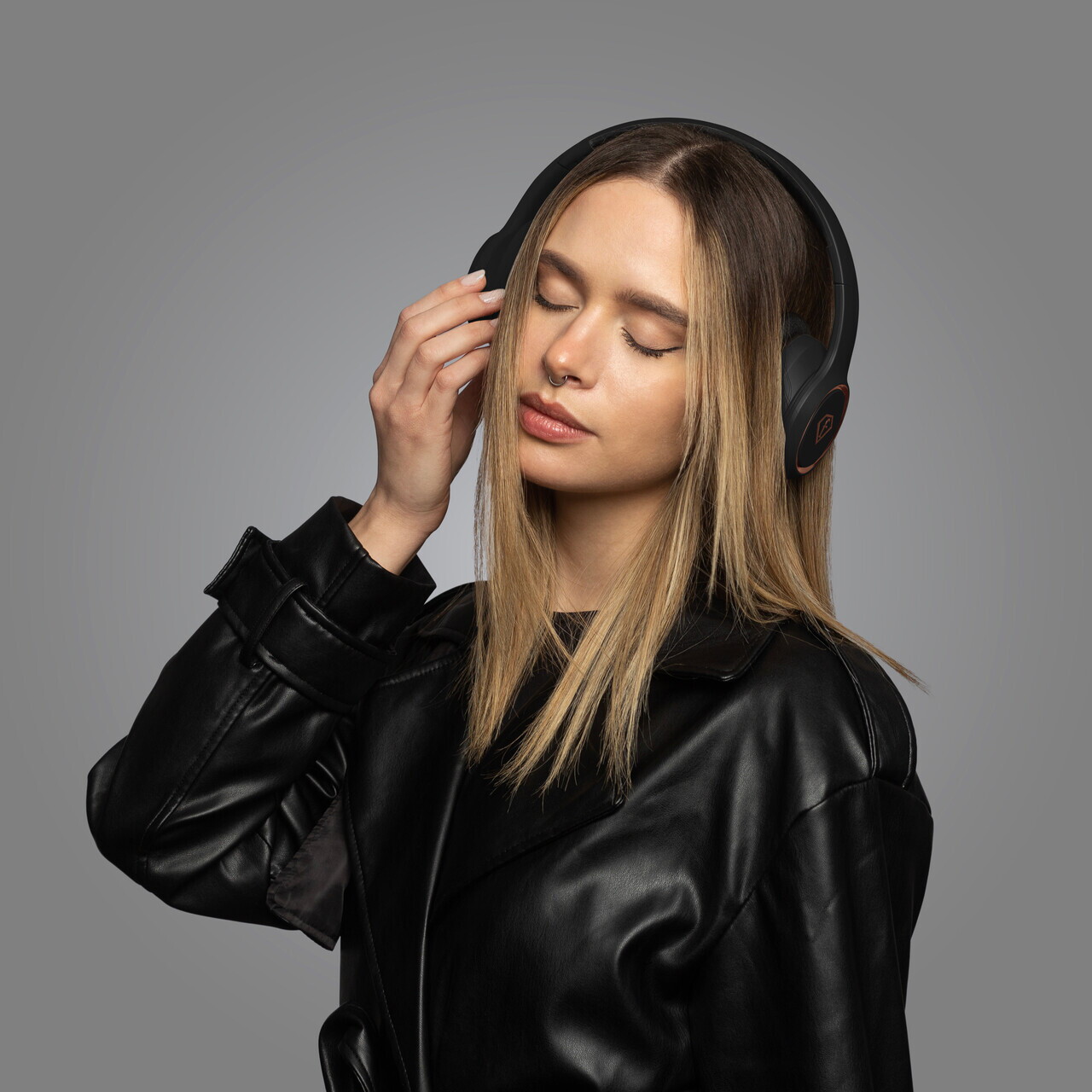 Casti wireless ANC Fashion TV, Matte Black-Rose Gold, 17x18.5x8 cm, negru - imagine 9