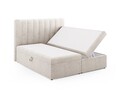 Pat continental cu saltea, topper si lada depozitare, 180x200 cm, Micadoni Home, Kelp-138, tesatura structurata chenille, bej