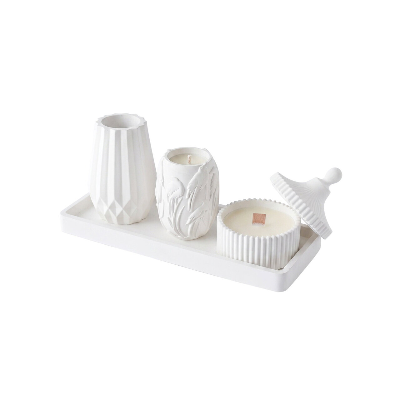 Set de lumanari, Ers1274 HC, BETON, Alb — imaginea 3