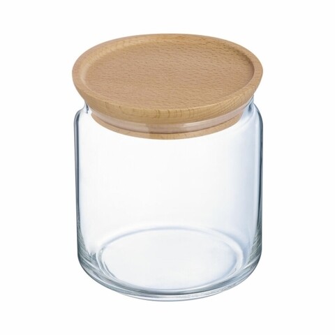 Recipient depozitare, luminarc, pure wood, 0.75 l, sticla/lemn, transparent