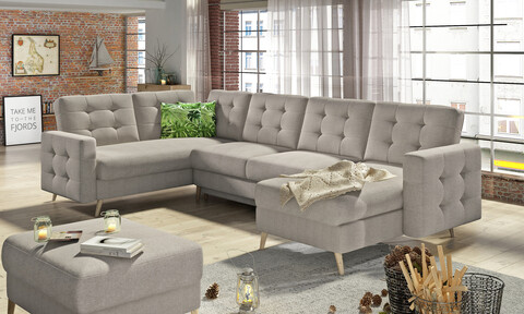 Coltar extensibil reversibil 5 locuri ELTAP, AsdU-01, Asgard, 326x202x93 cm, lemn/poliester, bej