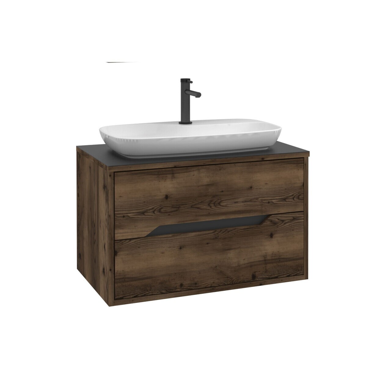 Dulap de baie cu chiuvetă, Hanah Home, Galia 80 v2, Maro inchis — imaginea 5