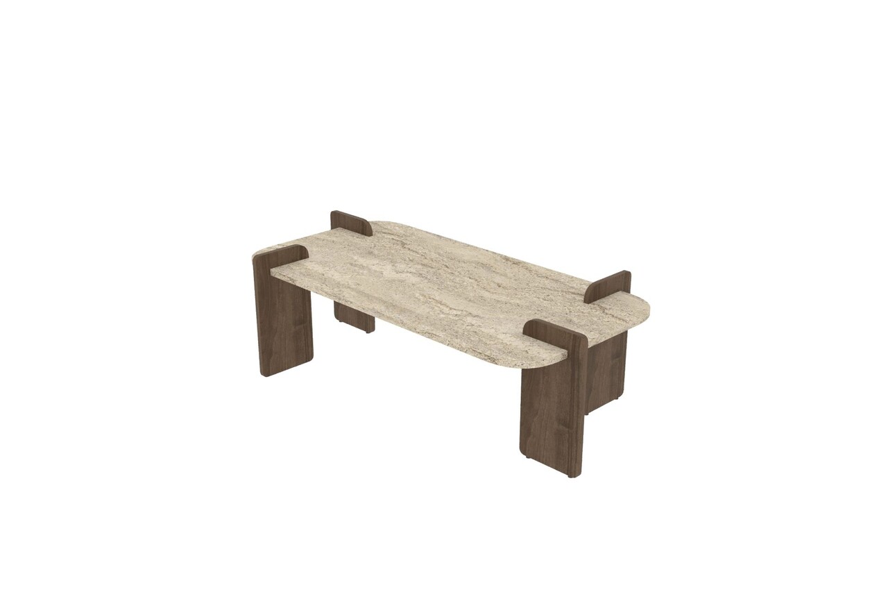 Masuta de cafea, Hanah Home, Leapiri, 120x35x60 cm, PAL, Travertin / Nuc - view 5