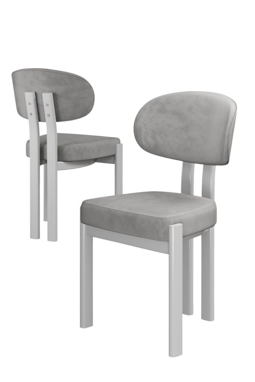 Set scaune 4 piese, Hanah Home, Dore, Gri/Alb — imaginea 2