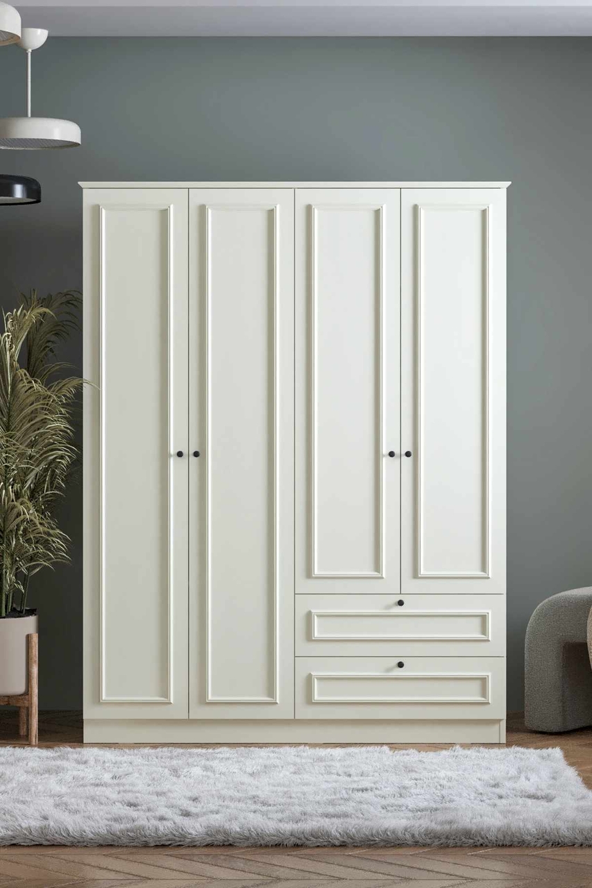 Dulap pentru haine, Hanah Home, Mira 182, 140x182x54 cm, Alb