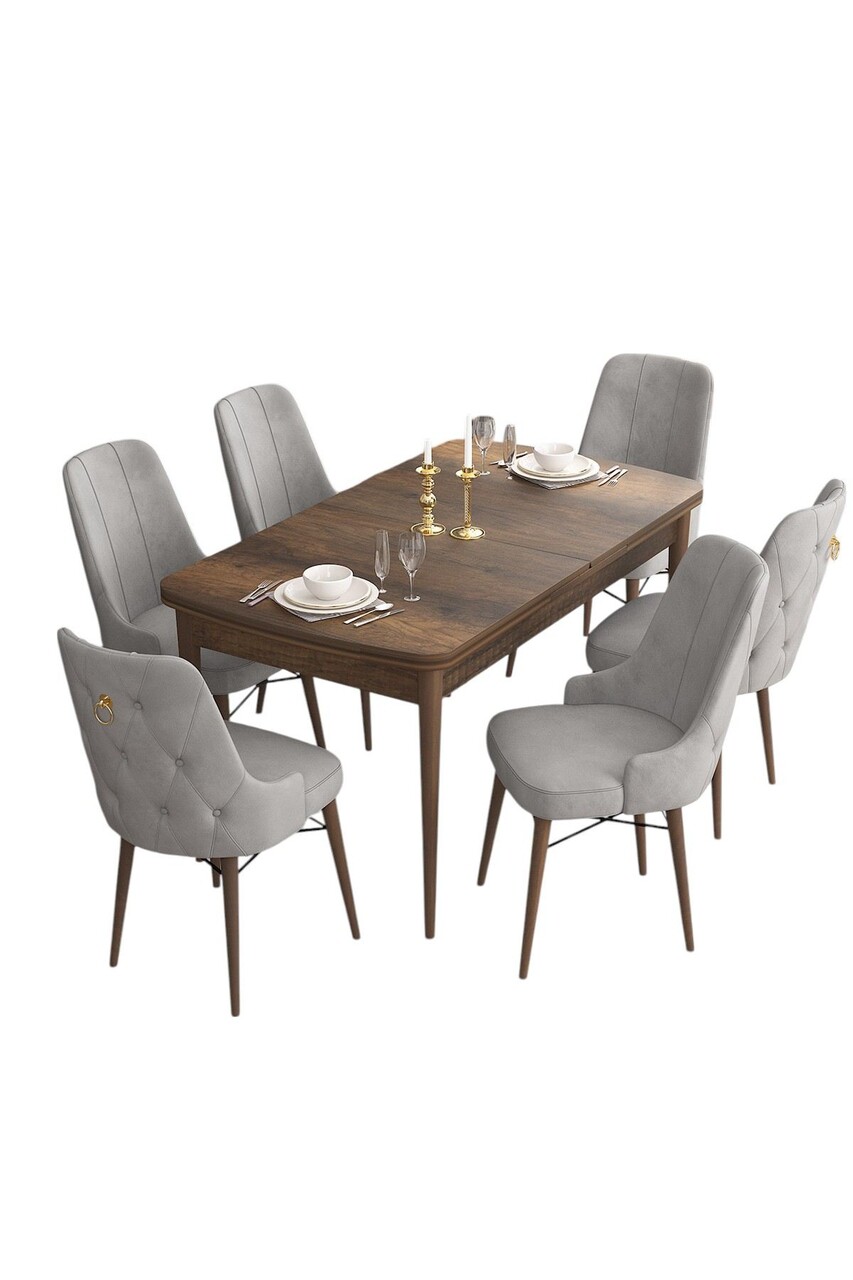Set masa extensibila si scaune, Hanah Home, Are, Baroc / Gri - view 2