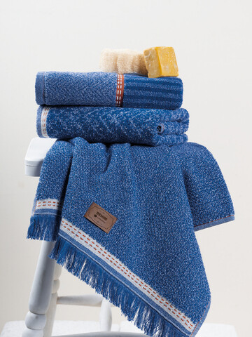 Set prosoape de baie, Cotton Box, Denim, Bumbac/Poliester, Albastru