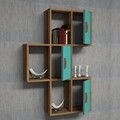 Raft pentru perete Flora, Hommy Craft, 50x20x112.6 cm, turcoaz/maro