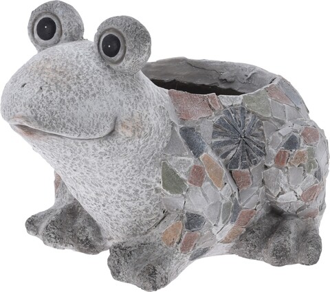 Ghiveci Frog, 33.5x28.5x23 cm, oxidat de magneziu, gri/maro