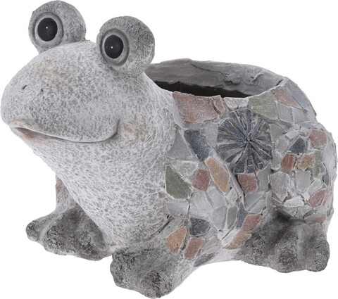 Poza Ghiveci Frog, 33.5x28.5x23 cm, oxidat de magneziu, gri/maro