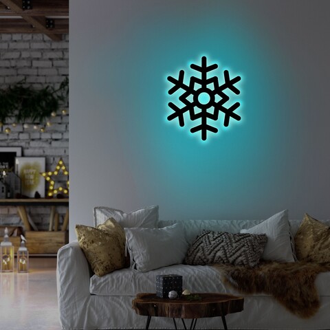 Lampa de perete Snowflake 2, Neon Graph, 28x32 cm, albastru