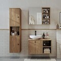 Set Dulap de Baie cu Chiuvetă și Oglindă (3 Piese), Hanah Home, 2485, MDF, Maro