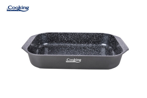 Tava cu acoperire ceramica Dark Line, Cooking by Heinner, 39.5x26x6.5 cm, aluminiu turnat, negru