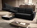 Coltar extensibil stanga 3 locuri ELTAP, LT-10FL, Siber, 270x186x93 cm, lemn/poliester, negru
