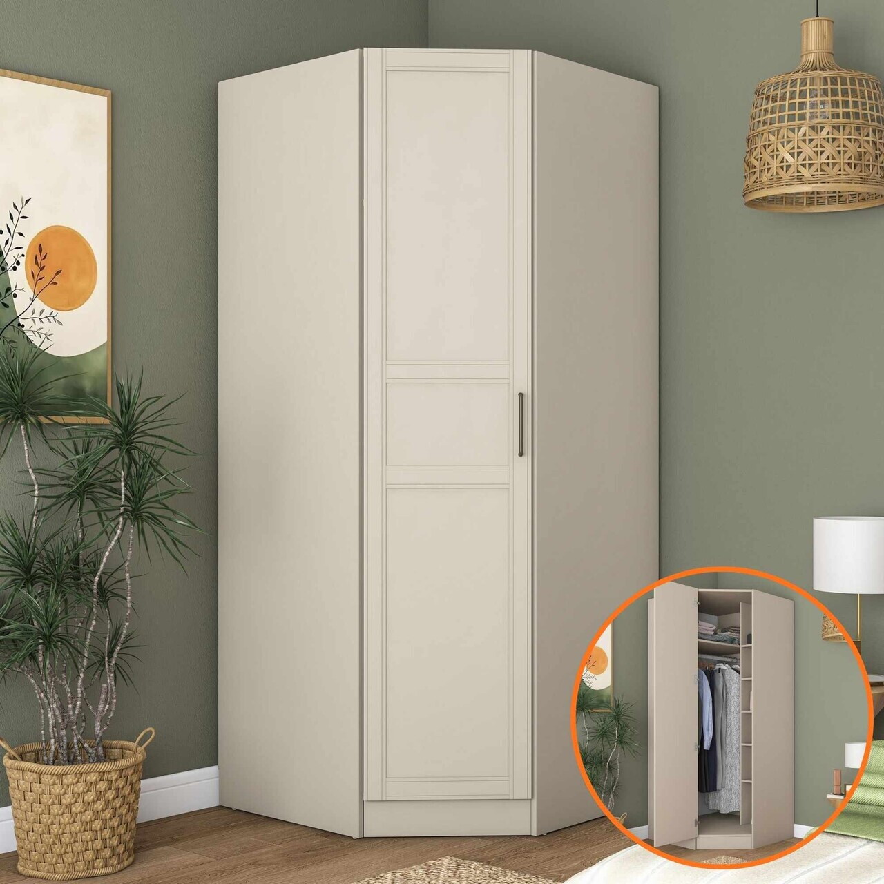 Dulap pentru haine, Hanah Home, BA252, 91x210x57.5 cm, Gresie