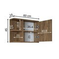 Dulap de baie cu oglindă, Hanah Home, 2674, 60x45x16 cm, PAL MELAMINAT, Maro