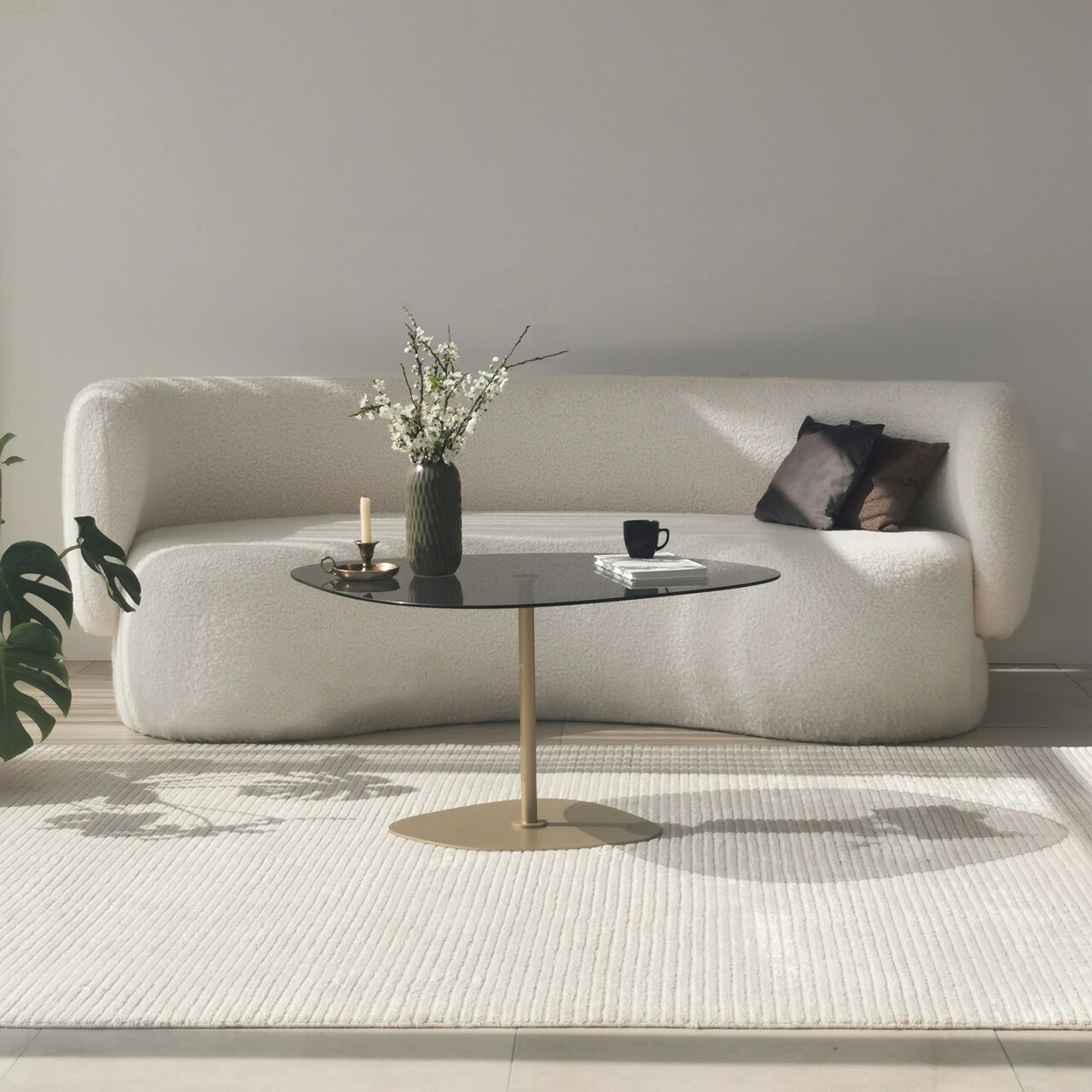 Masuta de cafea, Neostill, Soho, 85x40x67 cm, Sticla temperata, Gri inchis/Auriu - 1 | YEO