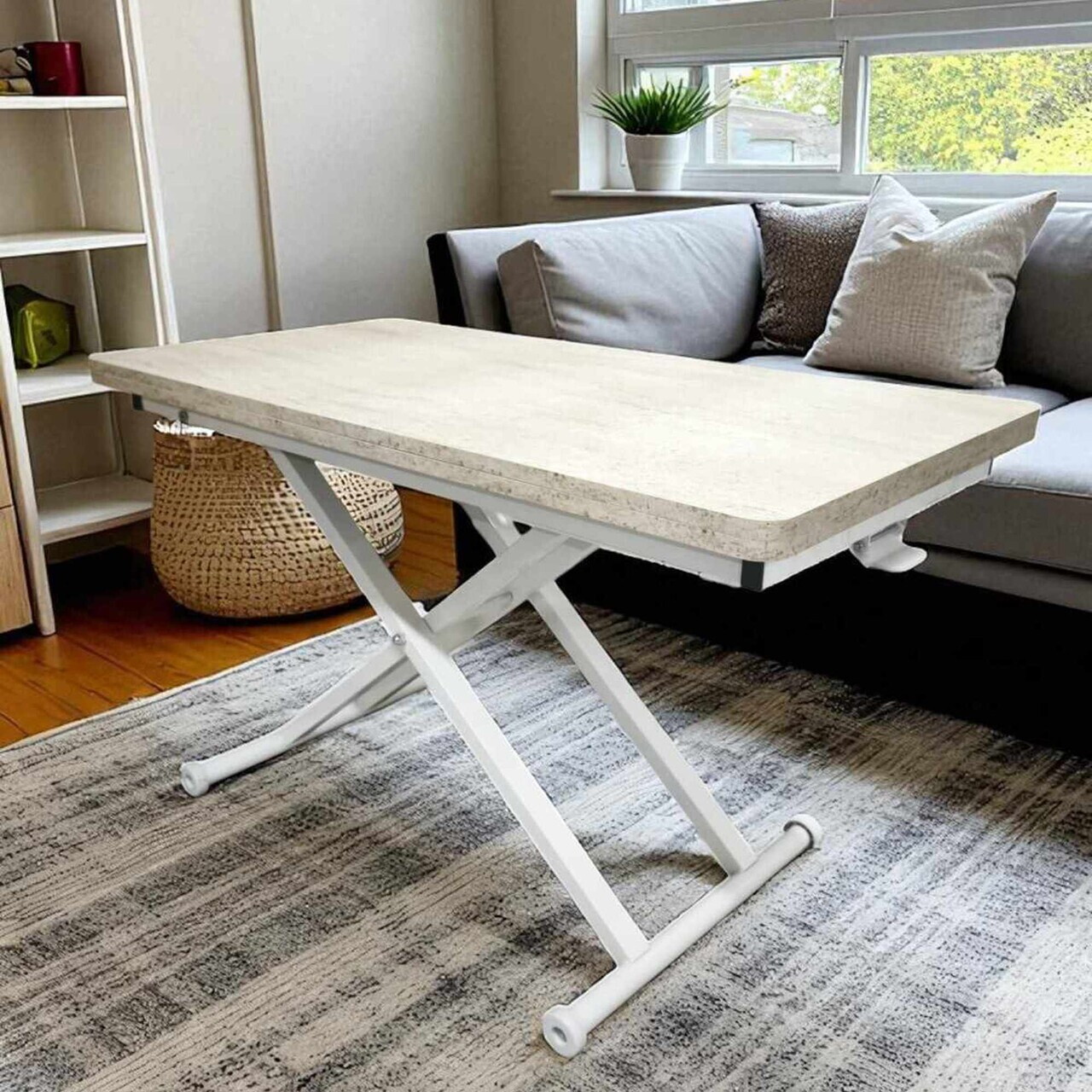 Masuta de cafea, Hanah Home, Home Ext, MDF, Travertin / Alb — imaginea 2