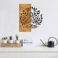 Decoratiune de perete, Lina, lemn/metal, 48 x 58 cm, negru/maro