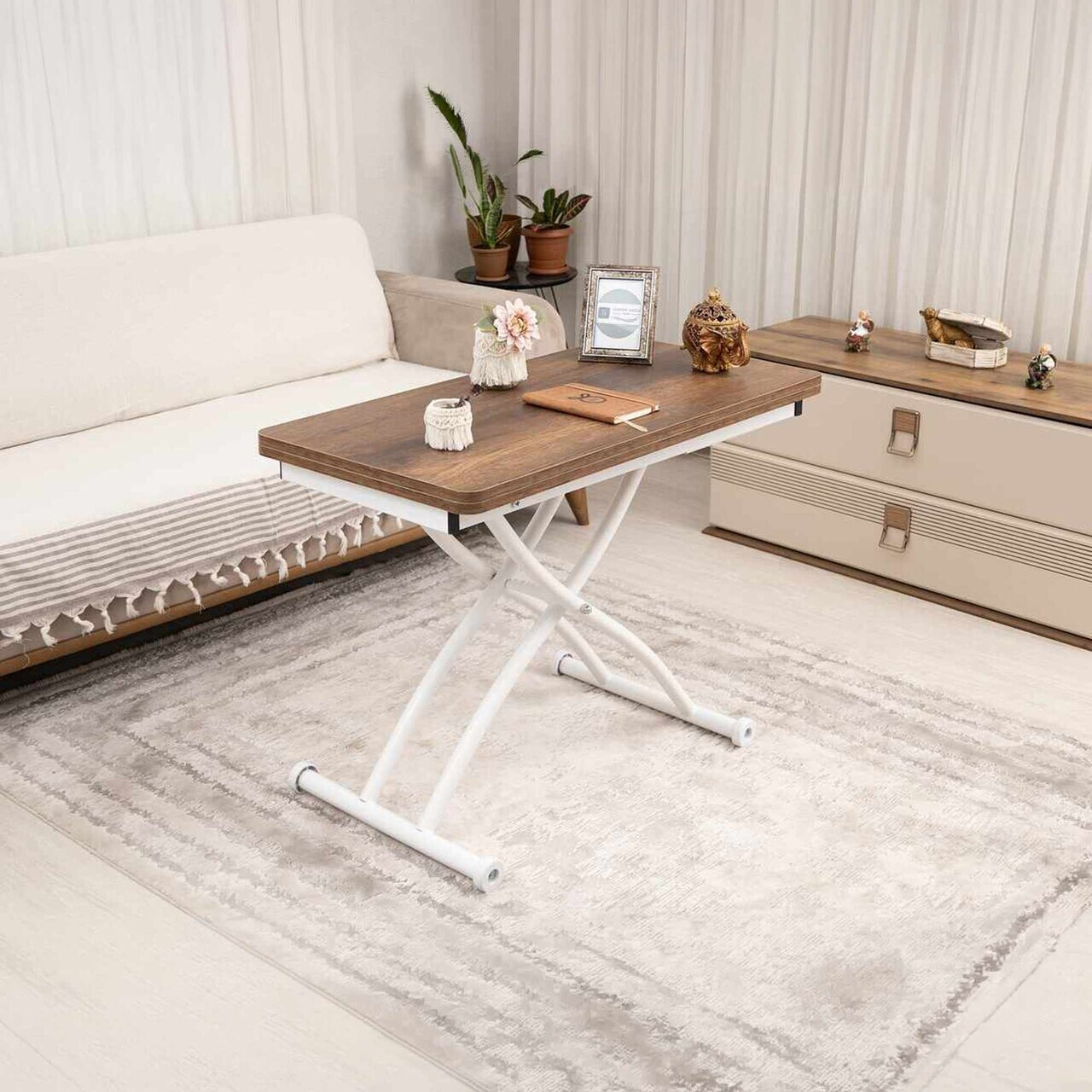 Masuta de cafea, Hanah Home, Mini Juppo, MDF, Nuc/Alb — imaginea 2