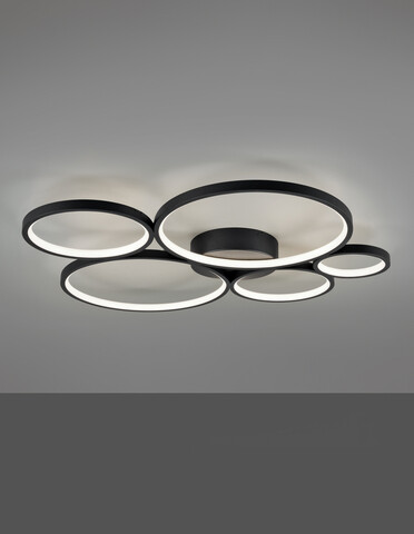 Plafoniera Rondo, TRIO, 59x53x5.5 cm, 49W, 1x SMD, metal, negru mat