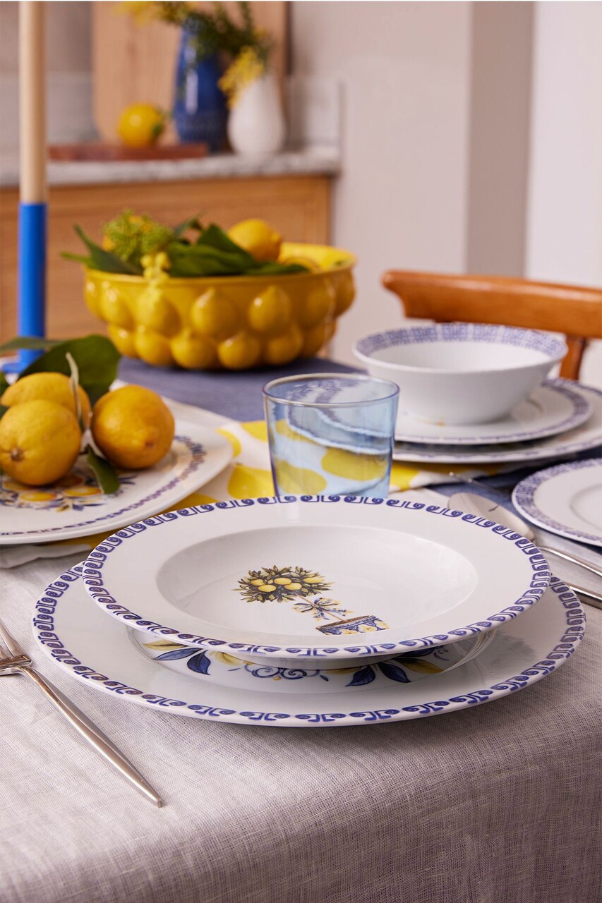 Set de cină (26 bucăți), L'essentiel Maison, 710KTP3743, Farfurie adâncă: 23 cm (6 bucăți), Alb / Galben / Albastru - view 2
