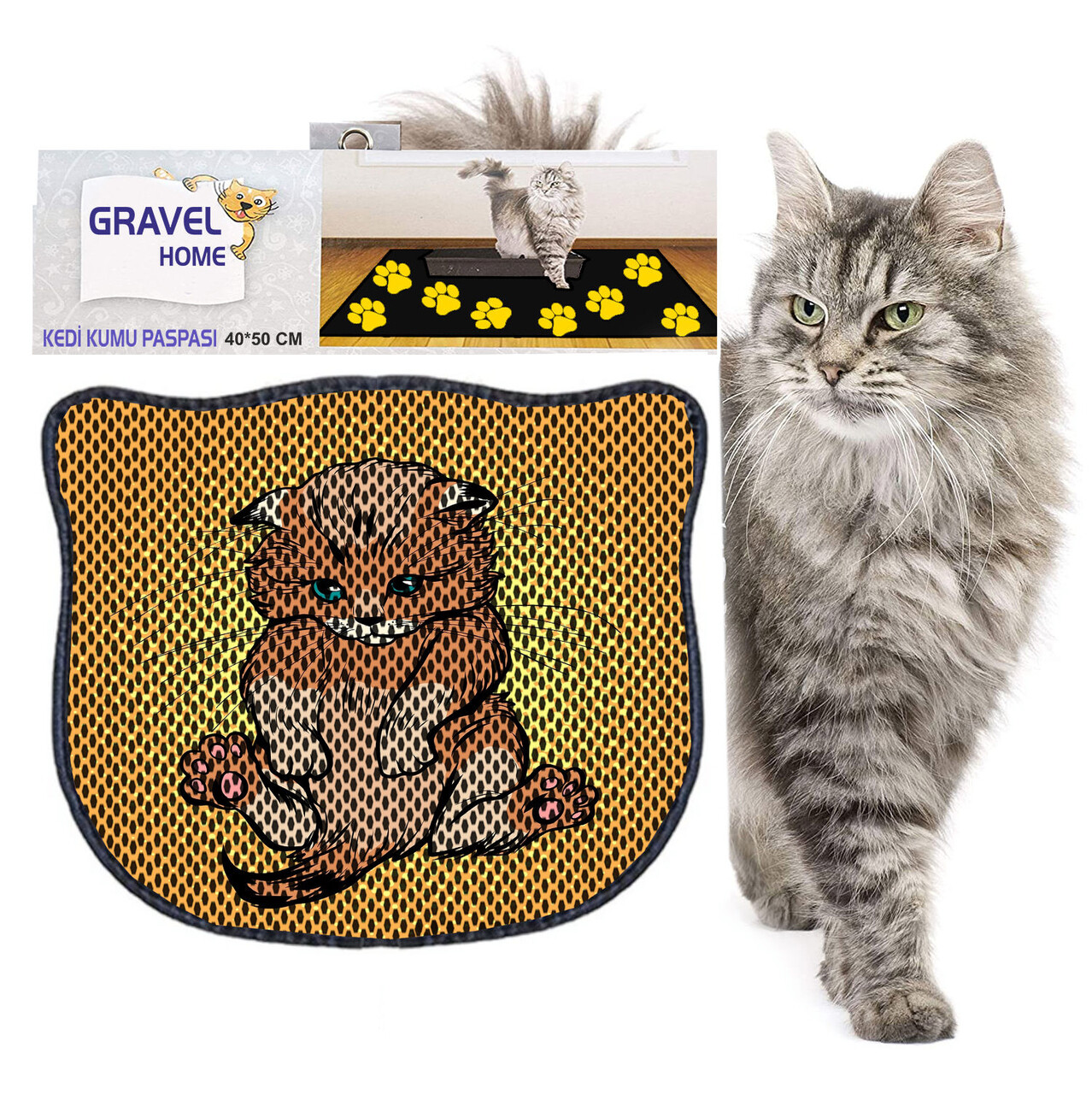 Covoras litiera pentru colectarea granulelor de nisip, Paws &amp; Whiskers, Kdkafa0194, 50% PVC/50% poliester, Multicolor - view 2