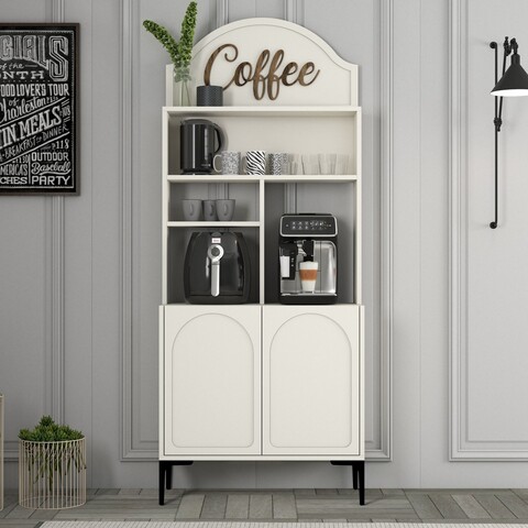Dulap de bar pentru cafea, Hommy Craft, Lyon 80, PAL, Crem/Negru