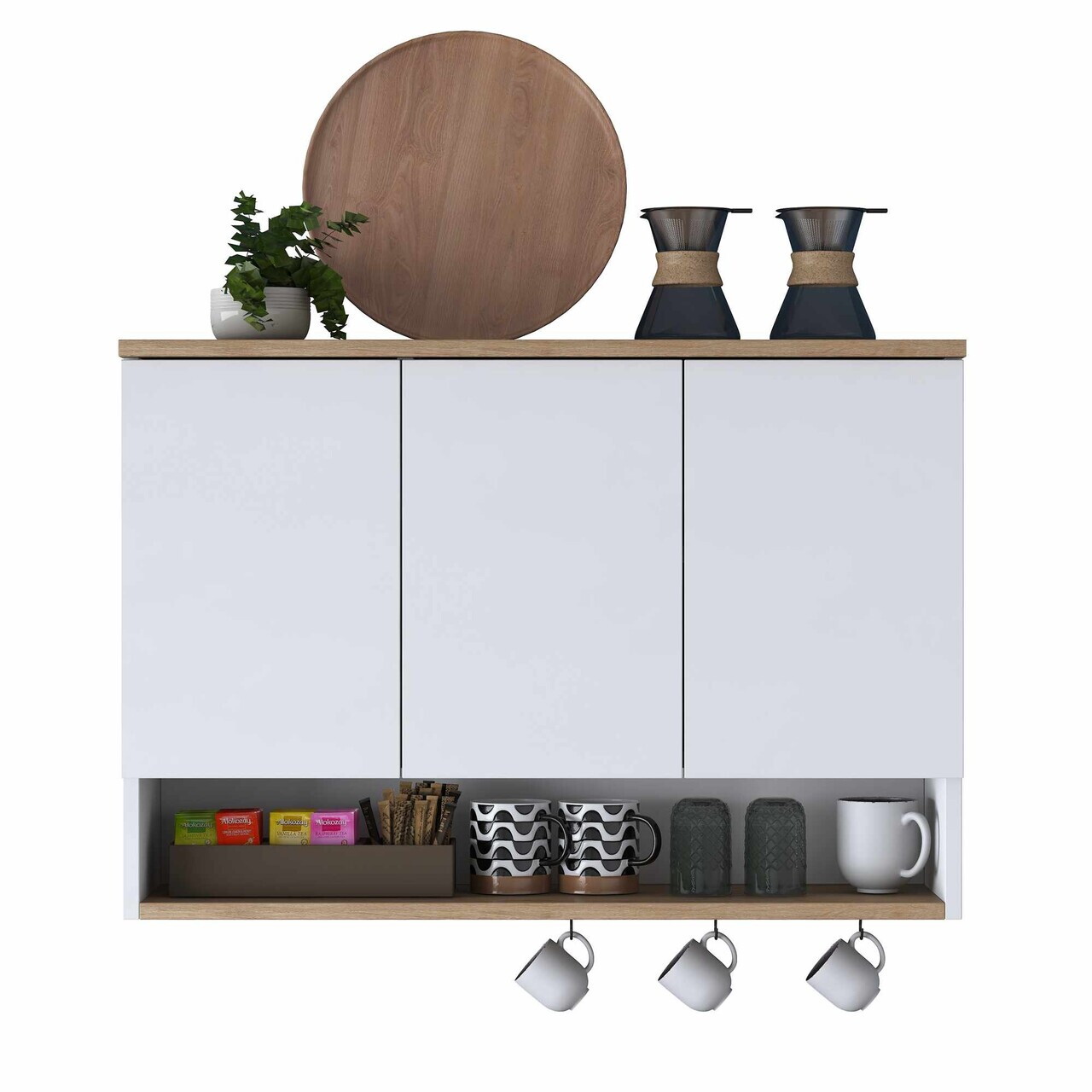 Dulap multifunctional, Hanah Home, JE237, 90x61.8x27.5 cm, Alb/Maro — imaginea 8