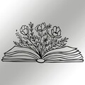 Decoratiune de perete, Culture Flower, metal, 68 x 34 cm, negru