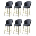 Set scaune de bar 6 piese, Charlotte, Fora, Metal, Antracit / Aur