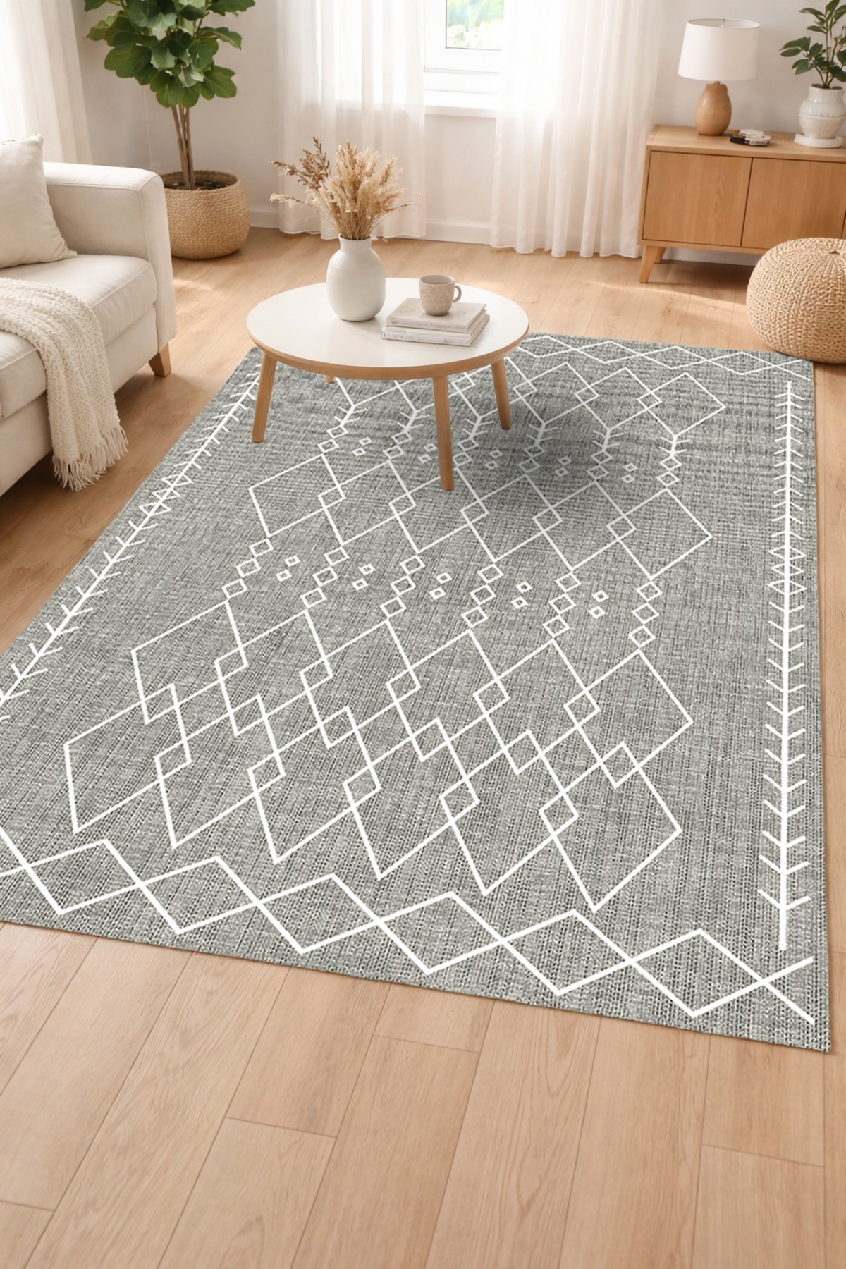 Covor, CLR-0000384-009, 100x300 cm, Poliester, Gri