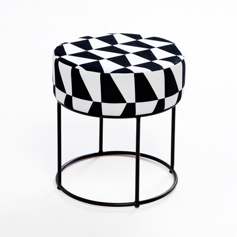 Taburet Moon Steel, Balcab Home, 40×40 cm, alb/negru 40x40