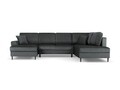 Coltar panoramic extensibil dreapta 7 locuri, Moghan, Micadoni Home, BL, 313x194x88 cm, catifea, gri inchis