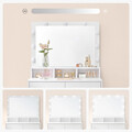 Masa de toaleta cu oglinda cu LED-uri / masuta dressing, Vasagle, 80s40s137.5 cm, MDF, alb
