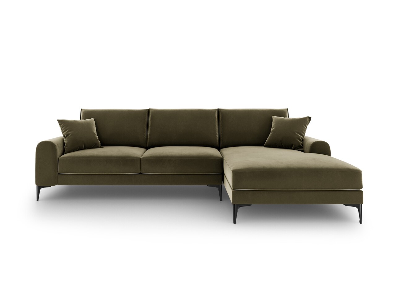 Coltar dreapta, Madara, Mazzini Sofas, 5 locuri, black legs, 254x182x90 cm, catifea, verde - 1 | YEO