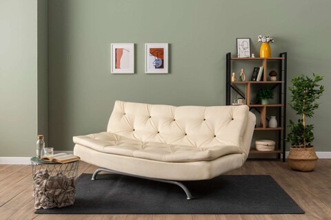Canapea extensibila cu 3 locuri, Futon, 859FTN2894, Metal , Crem