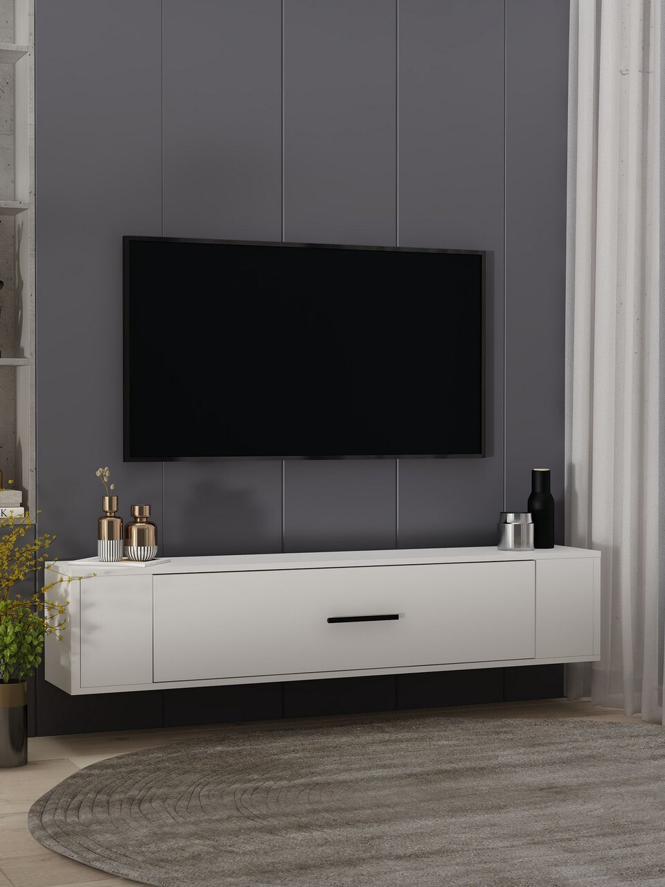 Comoda TV, Hanah Home, Restos, 120x33.2x26.4 cm, PAL , Alb - view 2