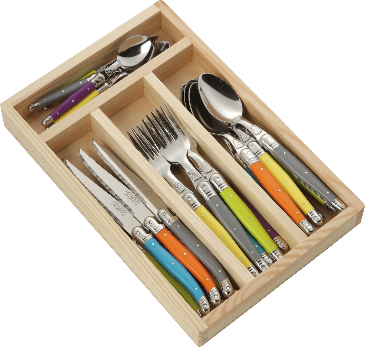 Set Tacamuri 24 Piese Trendy Mix Laguiole, Jean Dubost, Inox, Multicolor