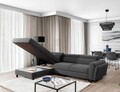 Coltar extensibil stanga 4 locuri ELTAP, Mari-15, Mariall, 288x200x92 cm, lemn/poliester, gri inchis