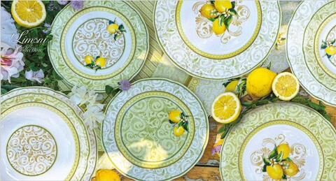 Serviciu de masa 18 piese limoni, brandani, portelan new bone china