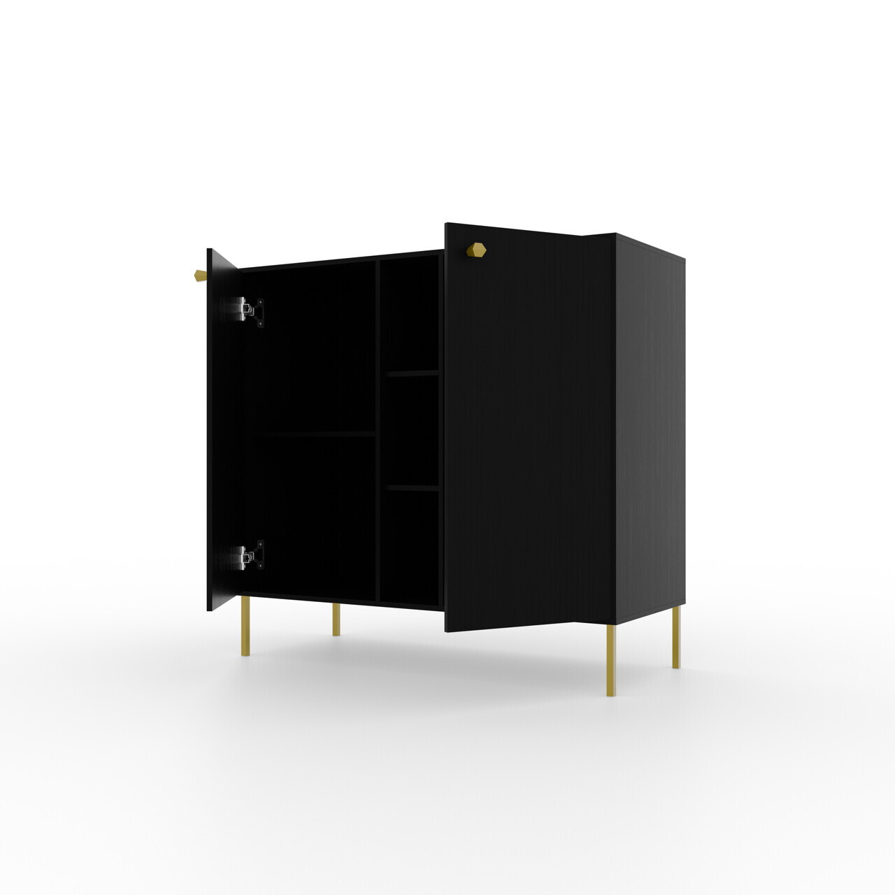 Comoda ADRK, Tili 2D 3P, 100.2x40.8x95 cm, PAL laminat, negru — imaginea 4