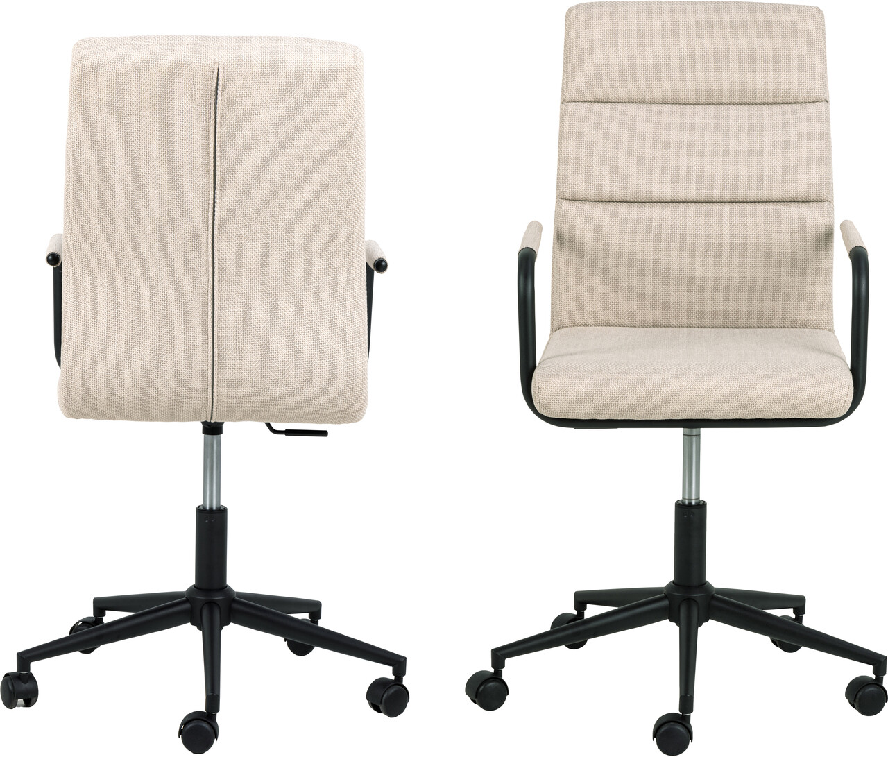 Scaun de birou Nolan, Actona, 52x60x93 cm, rotativ, tesatura structurata/otel, bej
