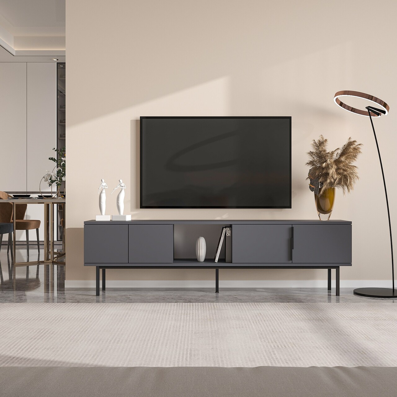 Comoda TV, Odessa, Ramsey, 180x50x29.6 cm, Antracit